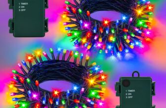 Gcstnn Fairy Lights Battery Operated 5M 50LEDs 2Pack, Multicoloured Battery Fairy Lights with Timer, Waterproof for Garden Christmas Bedroom Indoor Outdoor Xmas Tree Decorations