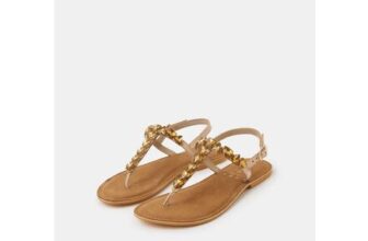 Gemstone Leather Sandals Gold