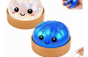Giant Glitter Dumpling Squishy Toy, Stress Relief (Blue)