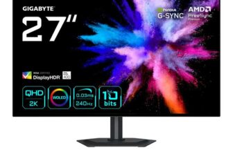 Gigabyte GO27Q24G 27 W-OLED 2K QHD Gaming Monitor – 2560 x 1440, 240Hz, 0.03ms, 275 cd/m², HDMI 2.1, Displayport 1.4