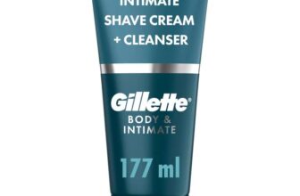 Gillette Body and Intimate 2in1 Shave Cream & Cleanser, Gentle Formula with Aloe, Formulated for Pubic Hair, Paraben Free 177 ml
