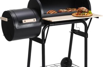 Gimisgu BBQ Smoker, Charcoal Grill with Shelves, Charcoal Container, Integrated Thermometer and Sturdy Design – Perfect for BBQ and Garden Parties