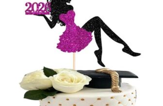 Girl Graduation 2026 Cake Topper – Glitter Cap Diploma, Purple