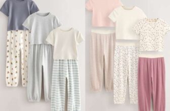 Girls 3 pack Blue/Neutral Stripe Bear Joggers Pyjamas (4-6yrs) 7-10 yrs £15.50 /or Pink Ditsy set from £13.50. Free click and collect