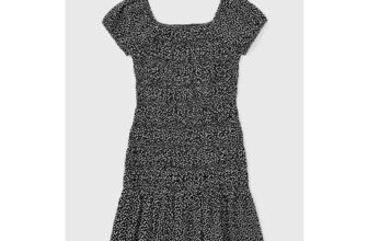Girls Black Polka Dot Crinkle Dress – 8 Yrs