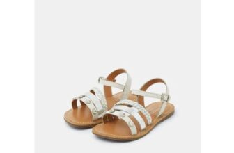 Girls Shell Metallic Sandals White