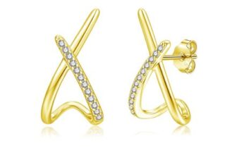 Glintara 925 Silver Criss-Cross Zirconia Stud Earrings