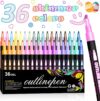 Glitter Metallic Markers Pens-36 Colors Double Line Pens for Shimmer Outlines Coloring Scrapbooking Card School Supplies Painting Craft – Presents for Adults Teenage Girls and Kids 8 -12 Year Old