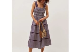 Glori Gingham Jersey Midi Dress Blue