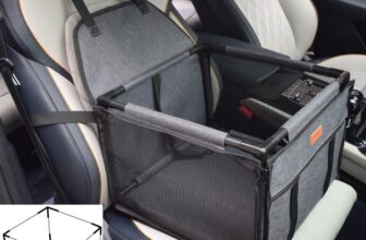 GoBuyer Waterproof Pet Dog Car Seat Booster Carrier Box and Basket with Seat Belt Harness Restraint for Puppy Cat Travel (Grey, Standard 40x40cm)