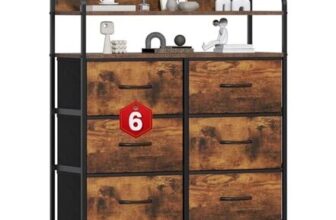 GoaHi 6-Drawer Fabric Dresser, Rustic Brown