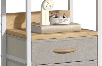GoaHi Bedside Table, Nightstands with 3 Fabric Drawers