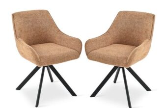 Goeurvant 2-Pack 360 Swivel Chairs, Orange, Armrests, Upholstered