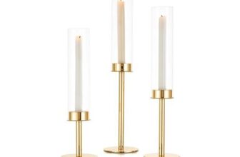 Gold Glass Candlestick Holders 3pcs