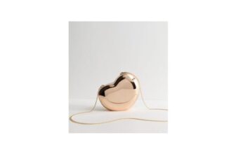 Gold Tone Heart Box Clutch