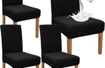 Granbest Premium Waterproof Dining Chair Covers Set of 4, Stretch High Back Chair Slipcovers for Dining Room, Washable Removable Chair Protector for Banquet, Kitchen, Party, Hotel (Black, Pack of 4)