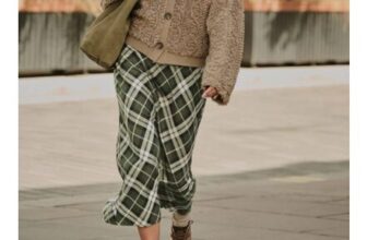 Green Check Midi Slip Skirt