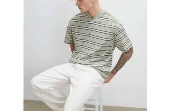 Green Oversized Cotton Blend Stripe T-Shirt
