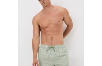 Green Seersucker Stripe Swim Shorts