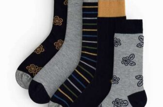 Grey & Black Mens Floral Print Ankle Socks 9-12 – Free C&C