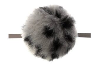 Grey Leopard Faux Fur Pom Pom