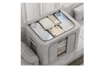 Grey Metal Frame Fabric Storage Box with Window