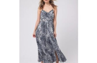 Grey with Black Cheetah Pintuck Midi Sundress