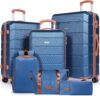 H.yeed Luggage Sets of 7 Piece, Lightweight Travel Suitcase Set ABS Hard Shell with 4 Spinner Wheels TSA Lock for Man Women, 212428Duffels Bag, Backpack & Toiletry Bag-Blue