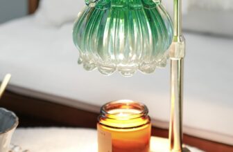 HAIDOLIANG Candle Warmer Lamp with Timer – Adjustable Height and Stepless Dimmable, Birthday Gifts for Women/Mum, Flower – Unique Home Decor Room Essentials (Green)