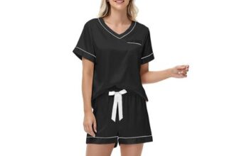 HANERDUN Womens Satin Pajama Set Sleepwear Black