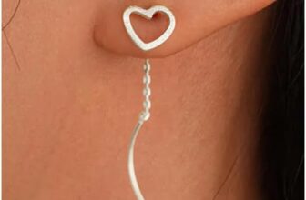HANLI Gold Earrings for Women Hypoallergenic 14K Gold Plated/Silver Love Heart Long Chain Threader Statement Drop Dangle Thread Earring Jewellery Gifts for Her