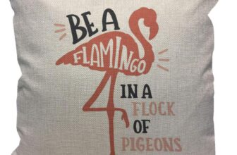 HGOD DESIGNS Cushion Cover Flamingo With Quotes Be A Flamingo In A Flock Of Pigeons Throw Pillow Cover for Living Room, Bedroom, Sofa, Chair – 18×18 Inch Pillowcase