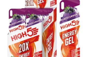HIGH5 Energy Gels – Quick Release Sports Gels to Power Muscles for Top Performance – Natural Fruit Juice (Blackcurrant, 20 x 40g)