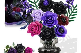 HOGOKIDS Flowers Bouquet Building Set – 14 Purple Roses Botanical