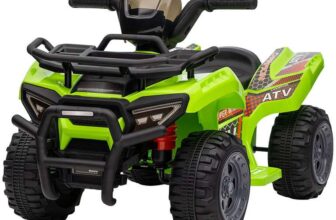 HOMCOM 370-189V70GN 6V Kids Ride-On Quad Bike with Music (1836 Months, Green)
