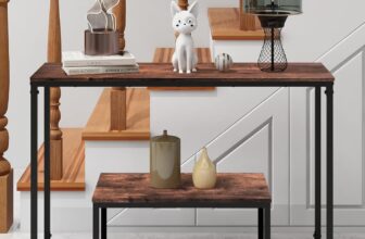 HOMERECOMMEND Console Table with Storage, Rustic Brown and Black 2 Tier Console Table, Narrow Hallway Table,Sofa Table for Living Room, Bedroom