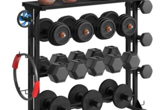 HOOBRO 4-Tier Dumbbell Rack, Heavy-Duty Weight Stand with Non-Slip Floor Protection & Side Hooks Sold by HOOBRO UK / FBA