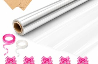 HURUC Clear Cellophane Wrap Roll 80cm x 30m Extra Wide 2.5 Mil Wrapping Paper for Gift Wrapping, Florist Packing, Basket Hampers, Christmas & Birthday Gifts (Folded)