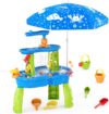 HYES Water Table for Toddlers 3-5, 3-Tier Kids Splash Sand Table Water Toys with Umbrella, Rain Showers Splash Pond for Outdoor Beach Backyard Summer, Activity Sensory Playset for Boys Girls, Blue