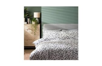 Habitat Cotton Dot Penny White & Black Bedding Set-Kingsize