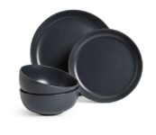 Habitat Matte Glaze 12 Piece Stoneware Dinner Set – Charcoal – Free C&C