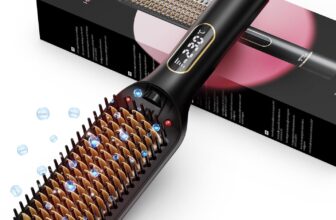 Hair Straightener Brush, 42mm Wide Straightening Brush Comb, 10 Millions Negative Ions, 6 Temp Settings, 130C-230LED Display, Dual Voltage, 2 in 1 Professional Hair Tools for Styling