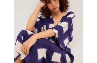 Halia Artisanal Tie-Dye Midi Kaftan Blue