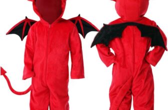 Halloween Costumes Devil Unisex With Jumpsuit, Hood, Wings And Tail Fleece Warm Hoodie Romper Suits Outfits Zip Up Thick Devil Costumes For Halloween And Fancy Dress Parties