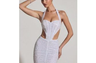 Halterneck Mini Dress in White