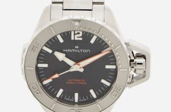 Hamilton Silver Tone & Black Frogman Watch