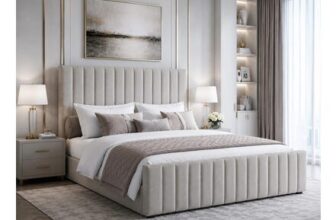 Harmin Luxury Double 4ft6 Ottoman Fabric Pebble Grey Bed Frame