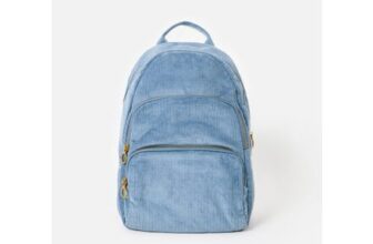 Harper Light Blue Corduroy Triple Zip Backpack