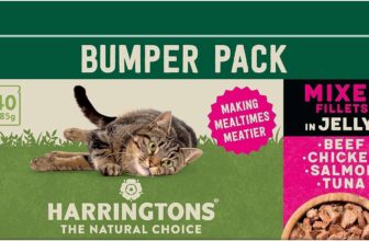 Harringtons Complete Wet Pouch Grain Free Hypoallergenic Adult Cat Food Mixed in Jelly Pack 40x85g – Beef, Chicken, Salmon & Tuna- Making Mealtimes Meatier
