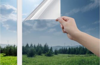 Haton Heat Reflective Window Film Privacy for Glass, Silver, 44.5x200cm One Way Clear Mirror Tint Film Anti Glare and UV, Static Cling Sticker See Out Not In for Home Office
